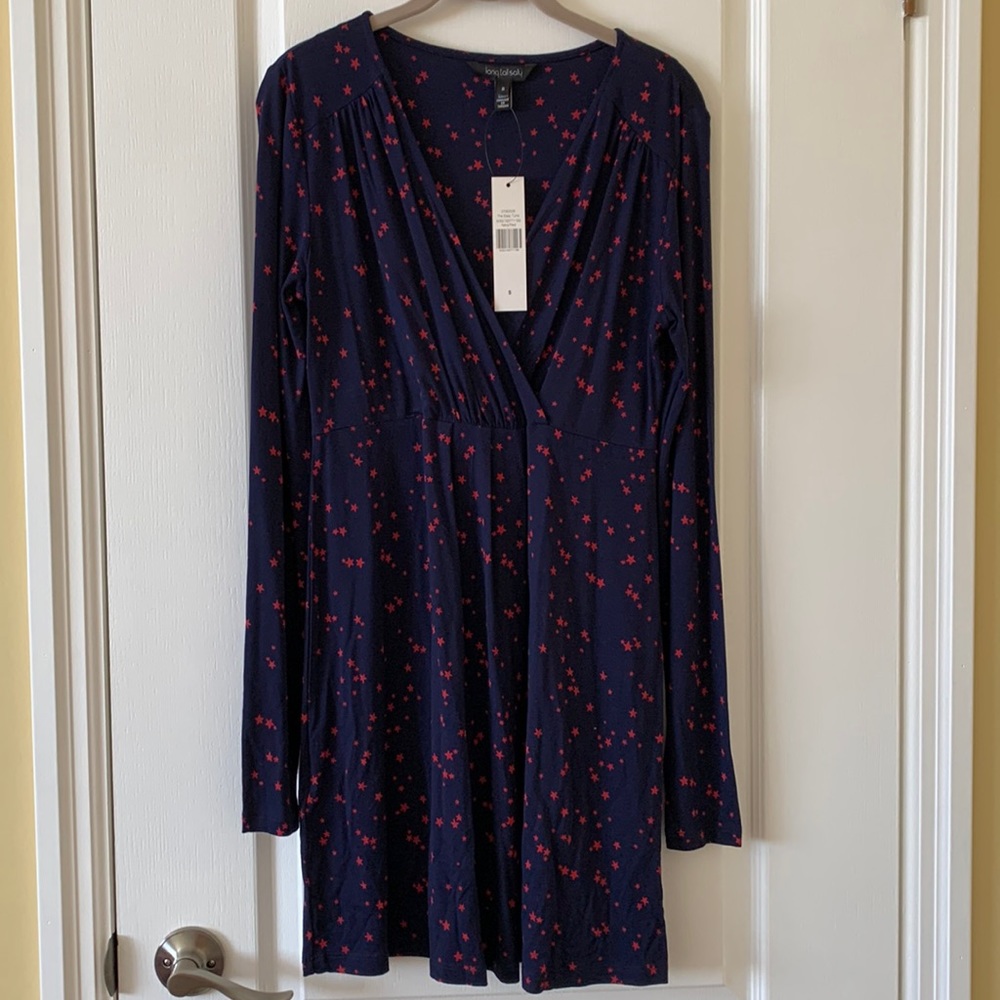 NWT Long Tall Sally navy tunic/dress with red star print size small